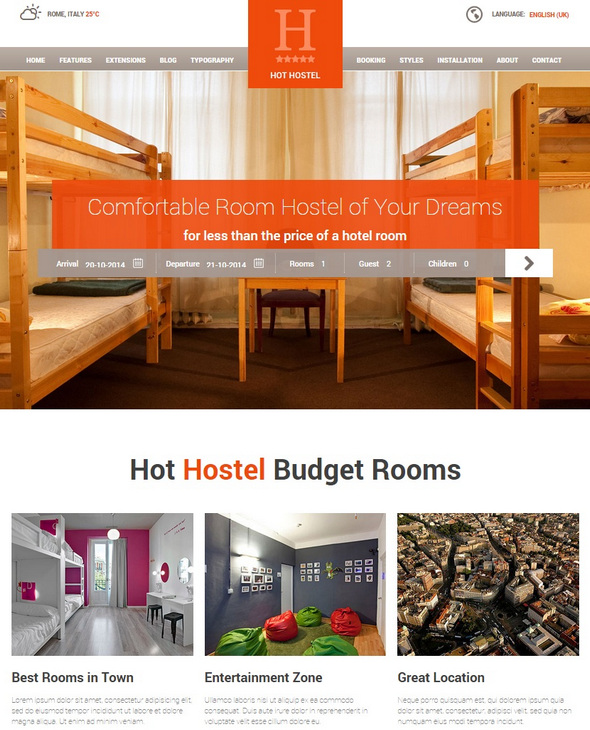 Шаблон Hot Hostel от HotThemes