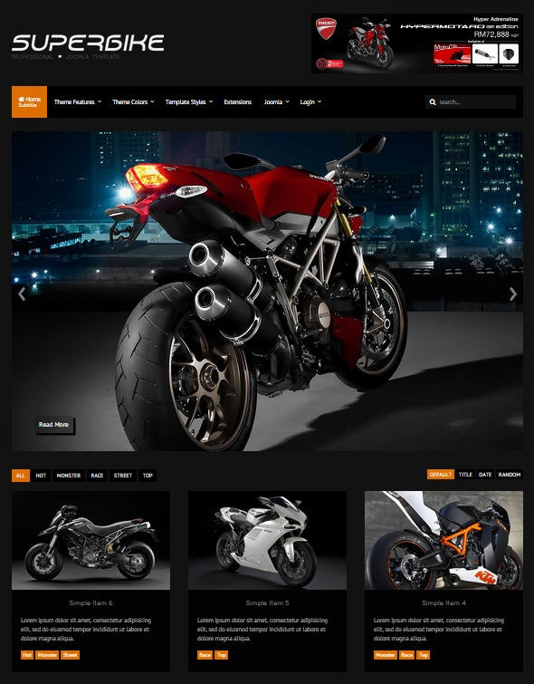 Шаблон Superbike от JoomlaPlates