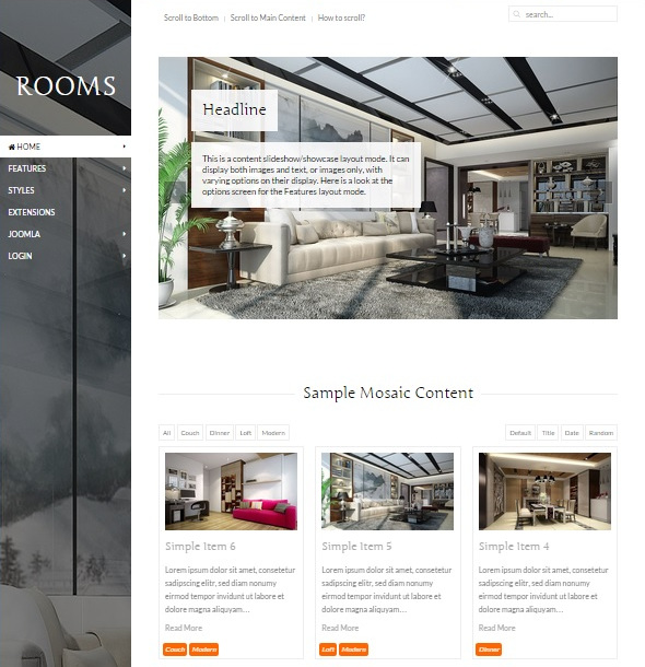 Шаблон Rooms от JoomlaPlates