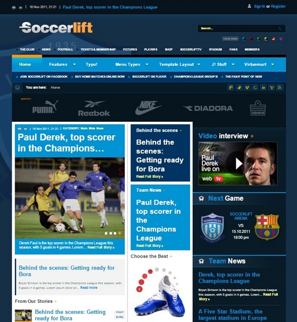 Шаблон Soccerlift от Bonus Themes