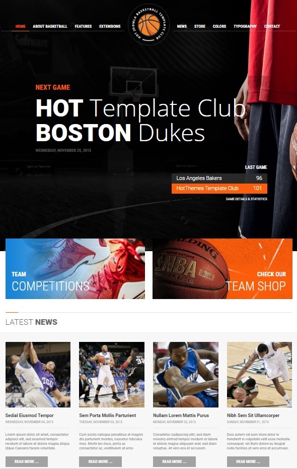 Шаблон Basketball от HotThemes