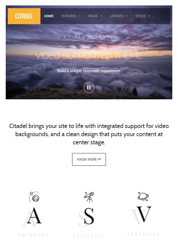 Шаблон Citadel от RocketTheme